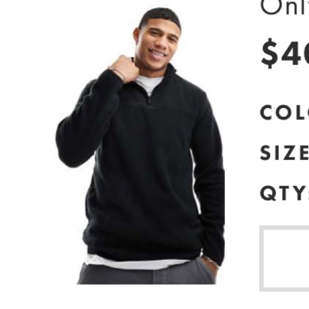 Only & sons fleece 1/4 zipper sweater in black